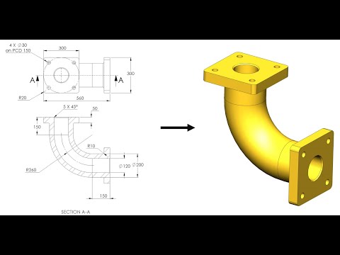 Part Modeling: Example -4- Creating Elbow  #solidworks #solidmodeling #elbow #appearance #material