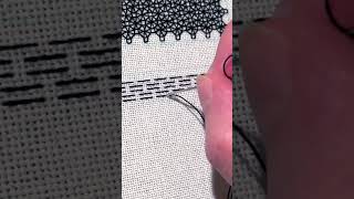 Lots of little horizontal lines - starting diagonal trellis pattern #blackwork #handembroidery