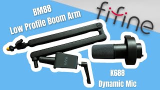 FiFine K688 Dynamic Mic + BM88  Low Profile Mic Stand.