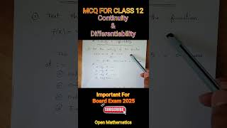 Continuity And Differentiability MCQ for Class 12 || Important for board exam 2025 #mcq #Class12math