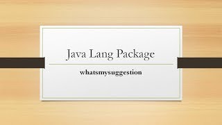 Core Java With OCJP/SCJP- java.lang Package