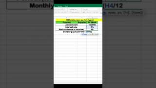 How to Calculate Monthly Payment for a Loan | Advanced Excel Tricks #Shorts