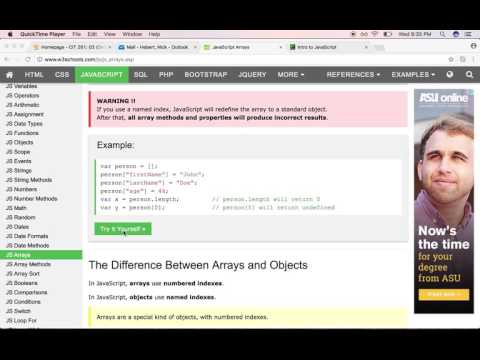 Javascript Intro - CS261 - 9/10