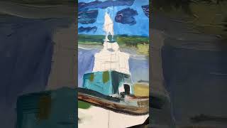 Paint study on canvas, coastal aesthetic #shorts #canvasart #learningtopaint #paintwithme #diypaint