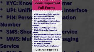 Full forms                                            #knowledgeable #basicgk #fullforms #important