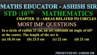 In a circle of radius 21 cm, an arc subtends an angle of 𝟔𝟎°  at the centre. The length of the arc