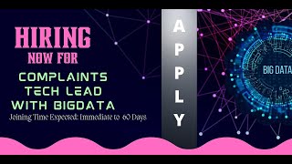 Compliance Tech Lead with Big Data | Compliance Tech Lead | Big Data | Compliance Tech Lead Jobs