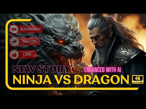 Ninja vs Dragon - The Tale of the Red Dragon and the Golden Sword #video #ninja #dragon #ai