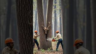 “Brave Forest Heroes Save Deer Stuck Between Trees in Jungle Rescue!”😱