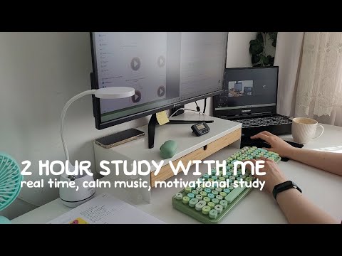 2 Hour Study With Me |  Calm Music, Real Study, 10 Minute Break, 50/10 Pomodoro