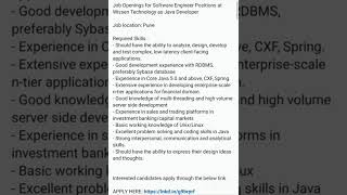 Wissen Technology hiring for JAVA Developer skills : Unix,Linux,JAVA,RDBMS,Core Java,multithreading