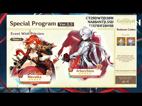 5.3 SPECIAL PROGRAM, BANNERS, FREE SKIN AND CHARACTER, REDEEM CODE - Genshin Impact