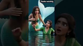 The mermaid saved the drowning snake in the pond. #shorts #marmaid #snake #lady #ai