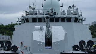Chinese Destroyer 「Haikou」 &  Frigates 「Huangshan」in Hong Kong Stonecutters' Island(4k)
