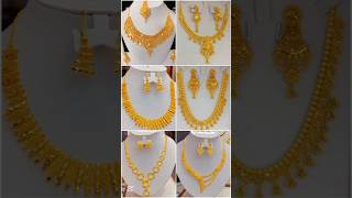 Lightweight gold bridal necklace set designs #goldjewellery #necklace #goldnecklaceset  #shorts
