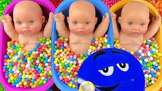 5 Minutes Satisfying Video | Mixing Funny Candy ASMR & Make Up in 3 Bathtubs with Magic M&M's Slime