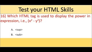 Test Your HTML Skills
