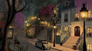 Outside the window in the 1940s, oldies music plays softly from another room (Front yard ambience)