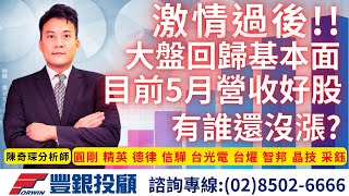 20240605陳奇琛分析師｜激情過後，回歸基本面，目前5月營收公布好的有那些還沒漲?   圓剛、精英、德律、信驊、台光電、台燿、智邦、晶技、采鈺