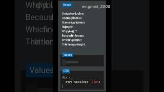 WORD Spacing |#cssproperty |@mr.ghost_2005 |#viral #shorts #codign #skill #treinding #webdevloper