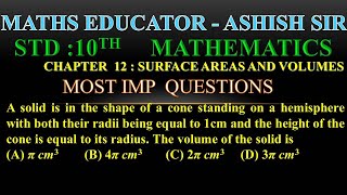 A solid is in the shape of a cone standing on a hemisphere with both their radii being equal to 1cm