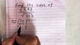 find the value of √243/√363 | Class 8 | Hindi