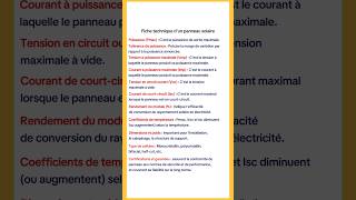 Éléments essentiels d'une fiche technique de module photovoltaïque.