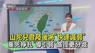 山陀兒登陸後將「快速減弱」 垂死掙扎「導引弱」路徑更分歧｜早安氣象｜TVBS新聞 20241003 @TVBSNEWS02