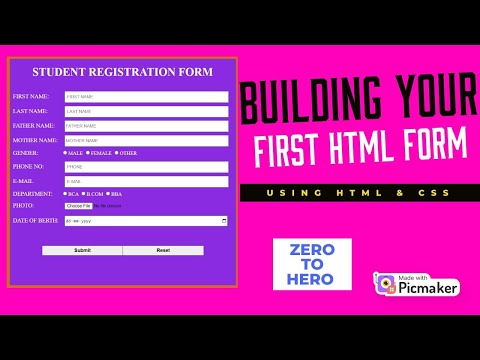 Student Registration Form Using HTML and CSS | Html and CSS Student Registration form . #html #css
