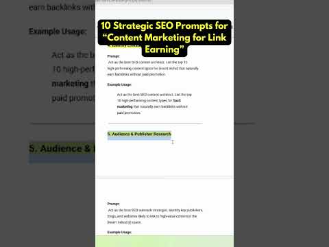 10 Strategic SEO Prompts for Content Marketing for Link Earning