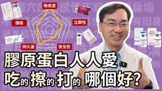 補充膠原蛋白，吃的、擦的、注射的，哪一種效果好？5大評分標準，皮膚科林政賢醫師幫你分析！