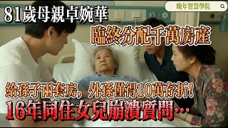 The Truth Behind Inheritance Distribution #FamilyInheritance 《81岁母亲临终分配千万房产，孙子与外孙的巨额差异引发女儿崩溃质问》
