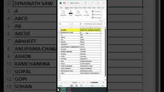 Sort Name List According to Length in Excel #Sortby
