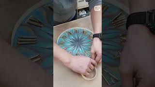 Epoxy Resin Clock with a Flower Effect and Gold Details #epoxy #resinartclock #shorts