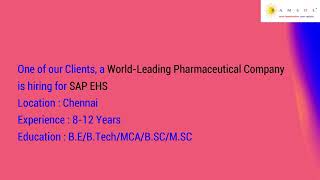 SAP EHS | SAP EHS Consultant | SAP EHS Consultant Jobs | SAP EHS
