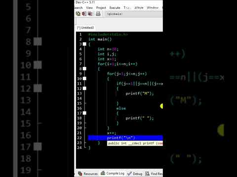 M Pattern print in c language || short video status || #codingstatus Programming status short video