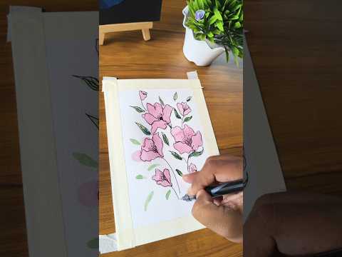 water colour flower painting / aesthetic painting /#art #watercolor #shortsvideo #shortfeeds