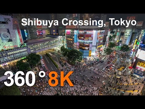 360 video, Shibuya Crossing. Tokyo, Japan. 8K video