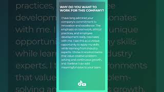 Why do you want to work for this company? #Shorts #InterviewTips #Career #jobinterview #job