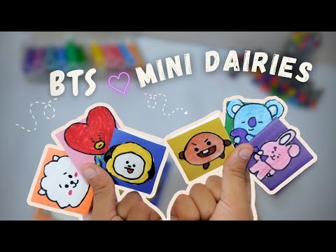 DIY Mini Notebook + BT21 Stickers | How to Make Mini Diaries With Paper