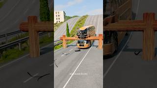 Buses & Van vs Log Trap - BeamNG.drive #beamng #beamngdrive #beamngcrashes #cargames #cars