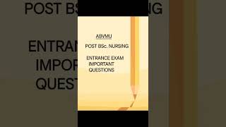 ABVMU (Post Bsc. Nursing) Important MCQ'S #2 #cnet2025 #nursingentranceprep #viralshort