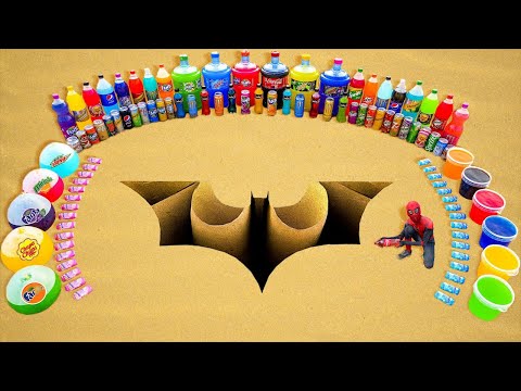 Experiment: Bat pit Eruption from Big Orbeez, Big Balloons of Pepsi, Mtn Dew, Coca Cola vs Mentos