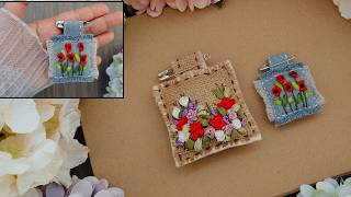 Simple DIY For Unique Brooch From Denim And Burlap – Bag Charm - Gift Idea