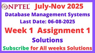 NPTEL Database Management Systems Week-1 Assignment-1 Solutions || Don't Miss