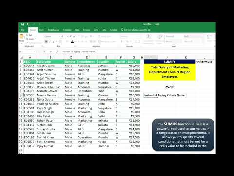 SUMIFS FUNCTION IN EXCEL