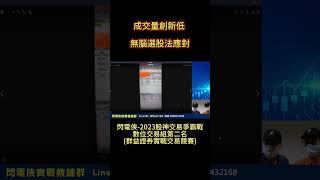 3月24日  成交量創新低 無腦選股法應對  本頻道僅用於教育目的，無任何證券買賣建議，投資皆涉及風險，投資人不可作為買賣依據 ! 閃電俠實戰教練群@flash168，客服電話0968432168