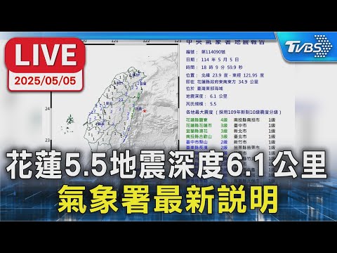 【LIVE】花蓮連震最大規模5.9 氣象署最新說明