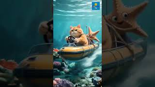 Smart Cat Outsmarts the Shark! 🐱🦈✨  TinySpark TV