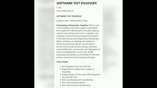 Software Test Engineer#fresher #experienced #getemployed #youtubeshorts #softwaretestingjobs #qajobs